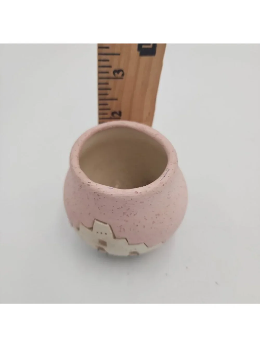 Vintage 90s Southwest Pottery Vase Desert Pastel Pink 2